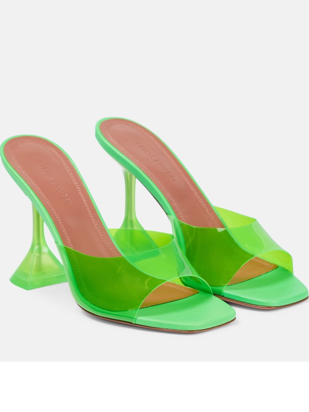Amina Muaddi Lupita Green Neon Transparent Mule Heels | EU 37 | NEW Iconic Heel